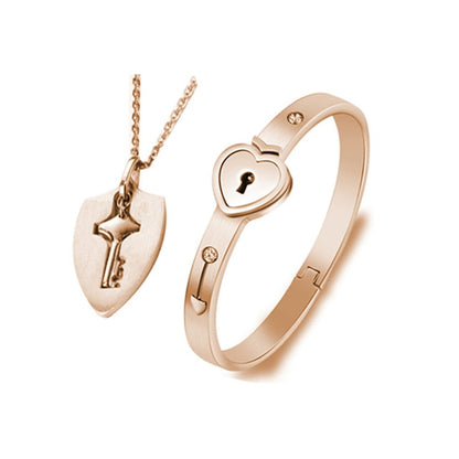 Stainless Steel Love Heart Lock Bangle Bracelet