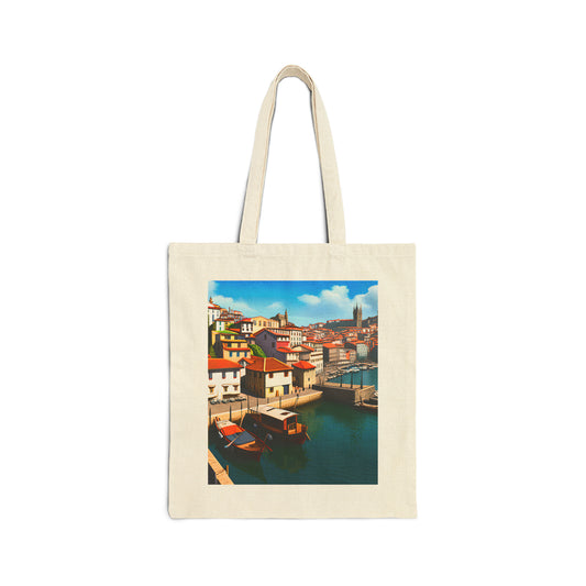 Useful Cotton Canvas Tote Bag- Porto, Portugal