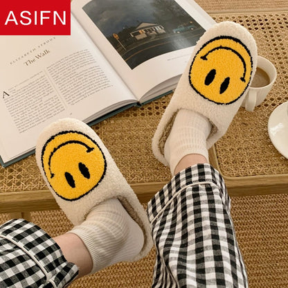 Cute Smile Pattern Fluffy Slippers